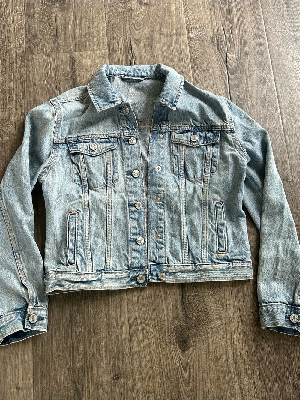 GAP Girls Faded Light Blue Denim Trucker Jacket